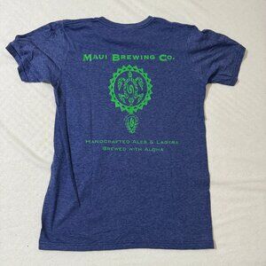 Vintage Maui Brewing company blue green t-shirt tribal Hawaii lager beer brew S